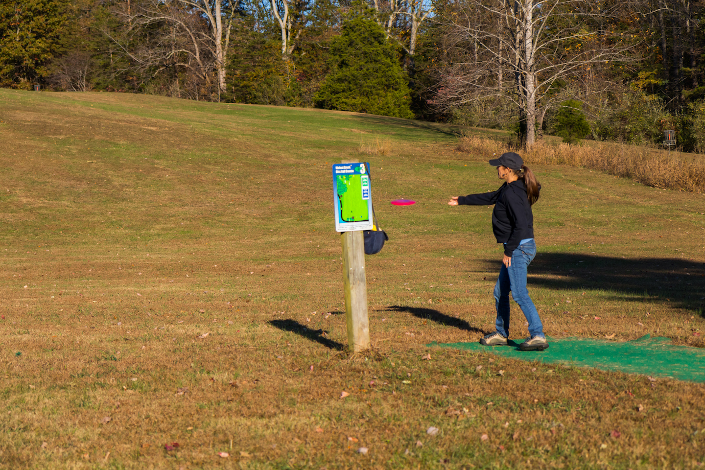 person playing disc golf